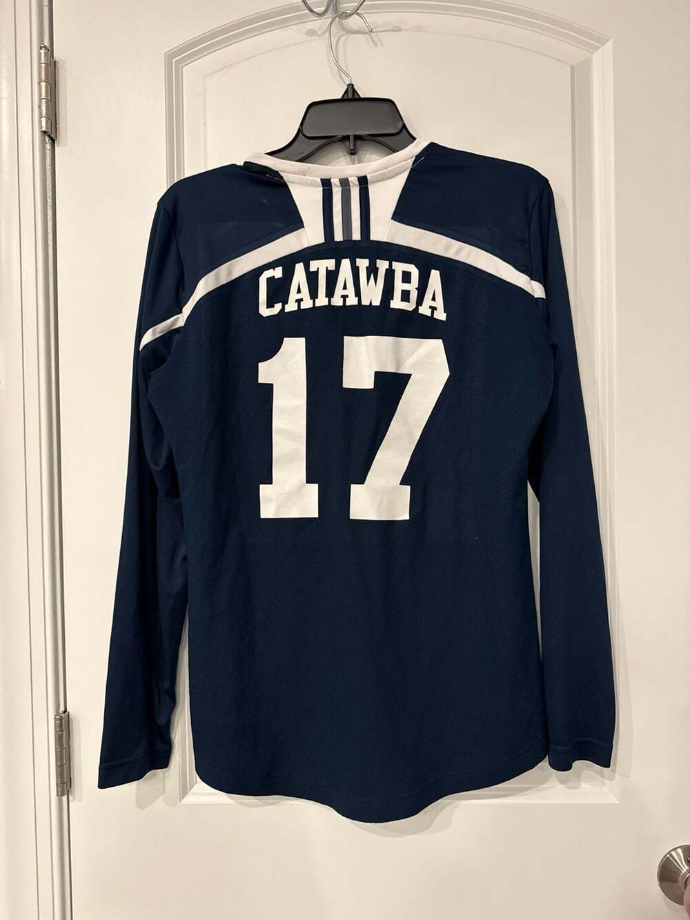 Adidas Navy Blue Climalite Sport Volleyball V neck Catawba College Size L